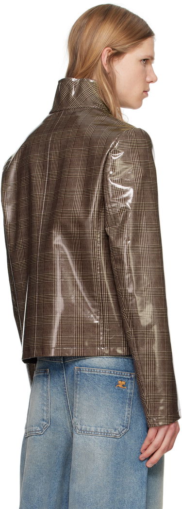 Bunda Courrèges Courrèges Prince Of Wales Vinyl Biker Jacket Hnedá | 324CBL195VY0023, 2