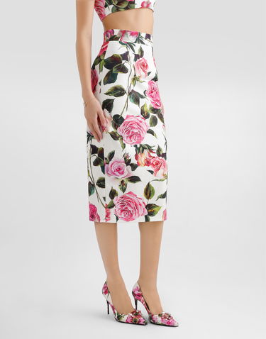 Sukňa Dolce & Gabbana Dolce & Gabbana Rose-Print Cotton Jacquard Calf-Length Skirt Rôznofarebný | F4CVPTFSRQJHA5IG, 2
