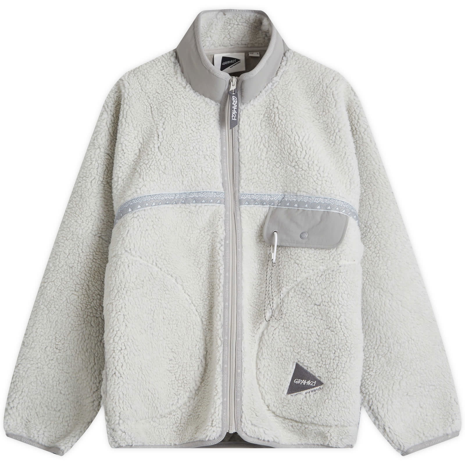 And Wander x Tape Fleece Jacket Light Grey