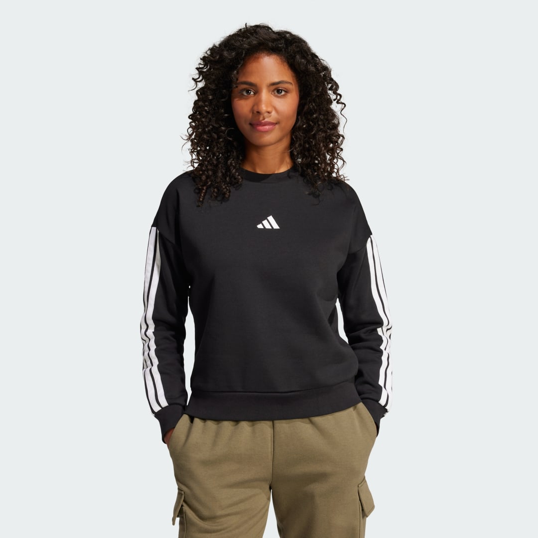 Mikina adidas Performance Essentials 3-Stripes Fleece Sweatshirt Čierna | JE1298, 0