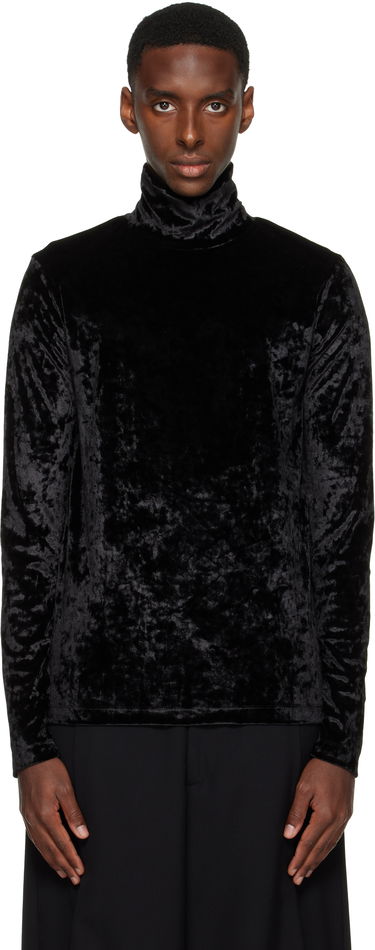 Sveter Dries Van Noten Dries Van Noten Crushed Velvet Long Sleeve High Neck Top Čierna | 252-021128-2329, 0