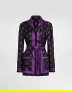 Dolce & Gabbana All-over Logo Print Silk Twill Robe