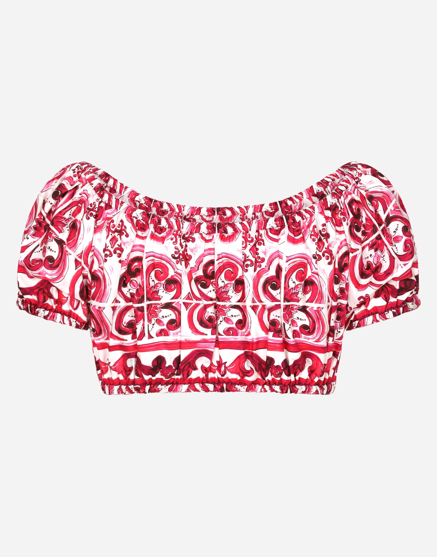 Crop Top Dolce & Gabbana Majolica-print Poplin Crop Top Ružová | F755RTHH5BAHE3TN, 1