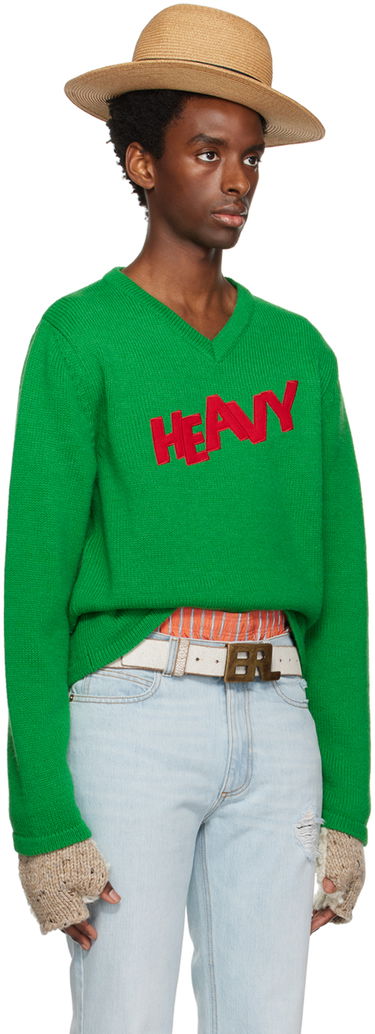 Sveter ERL ERL Men's Patch V-Neck Sweater Zelené | ERL06N008, 1