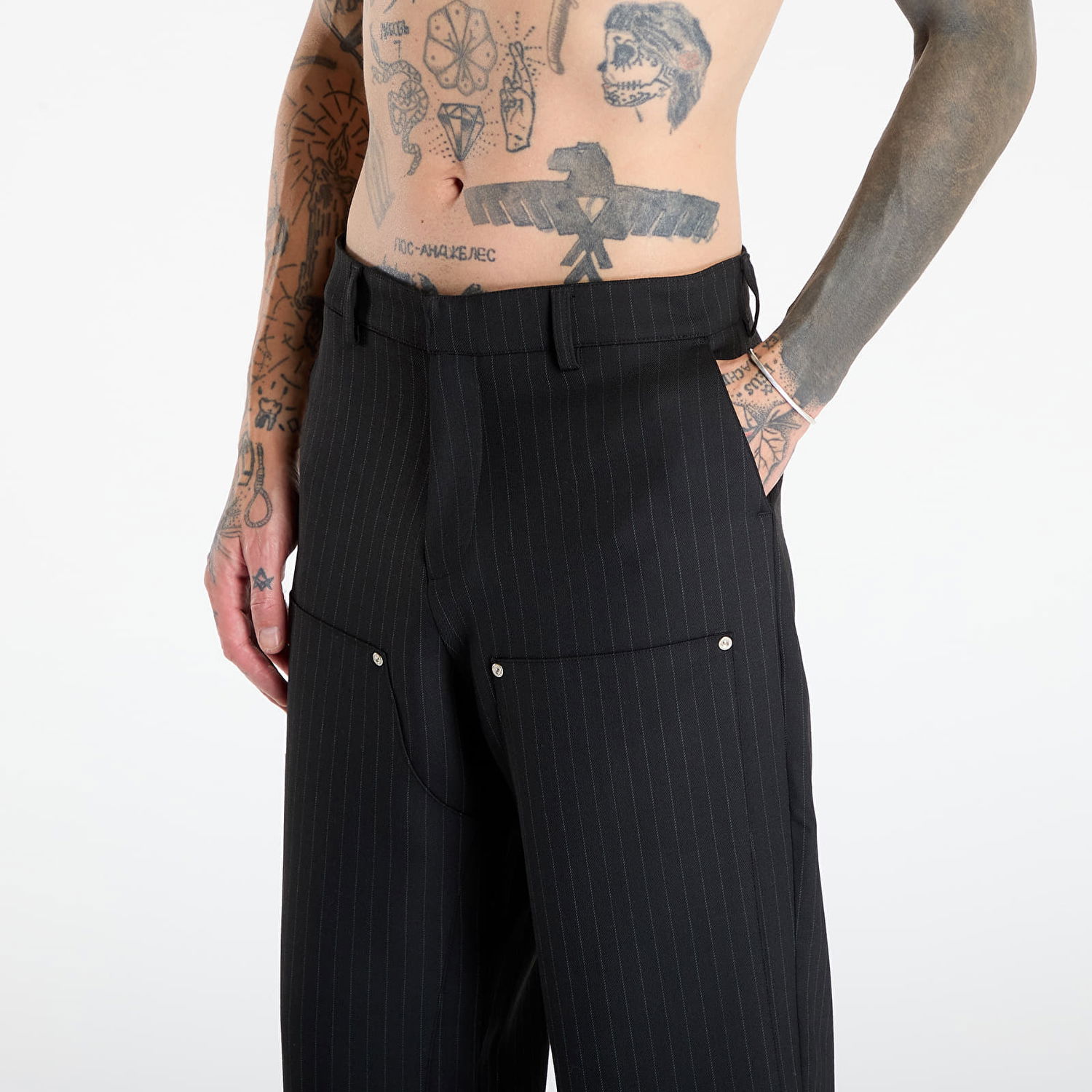 Nohavice MISBHV Pinstripe Carpenter Trousers Čierna | 251M314, 1