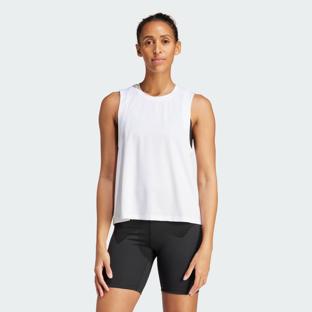 Tielko adidas Performance Studio Loose Fit Training Tank Top Biela | IS2960, 0