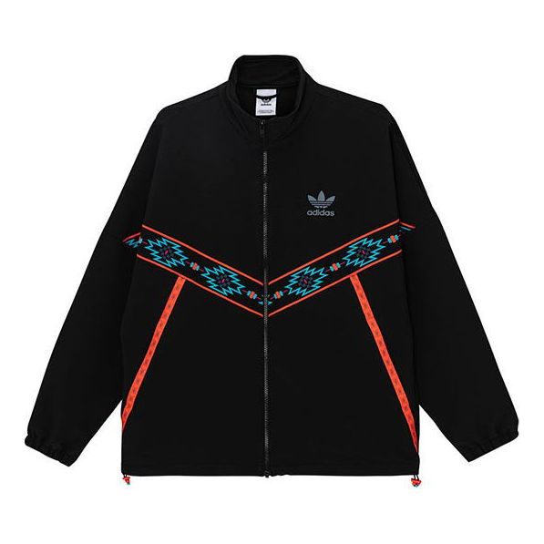 Bunda adidas Originals Originals Geometry Pattern Stand Collar Jacket Čierna | HB3148