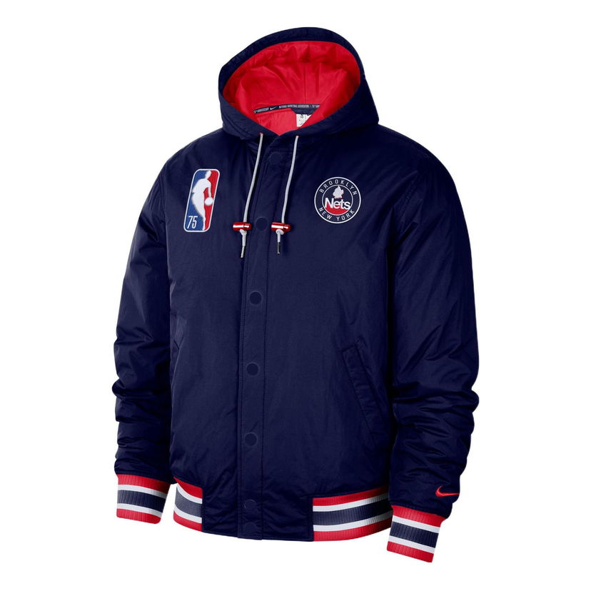 Bomber bunda Nike Brooklyn Nets NBA 75th Anniversary Hooded Jacket Navy | DB1981-492
