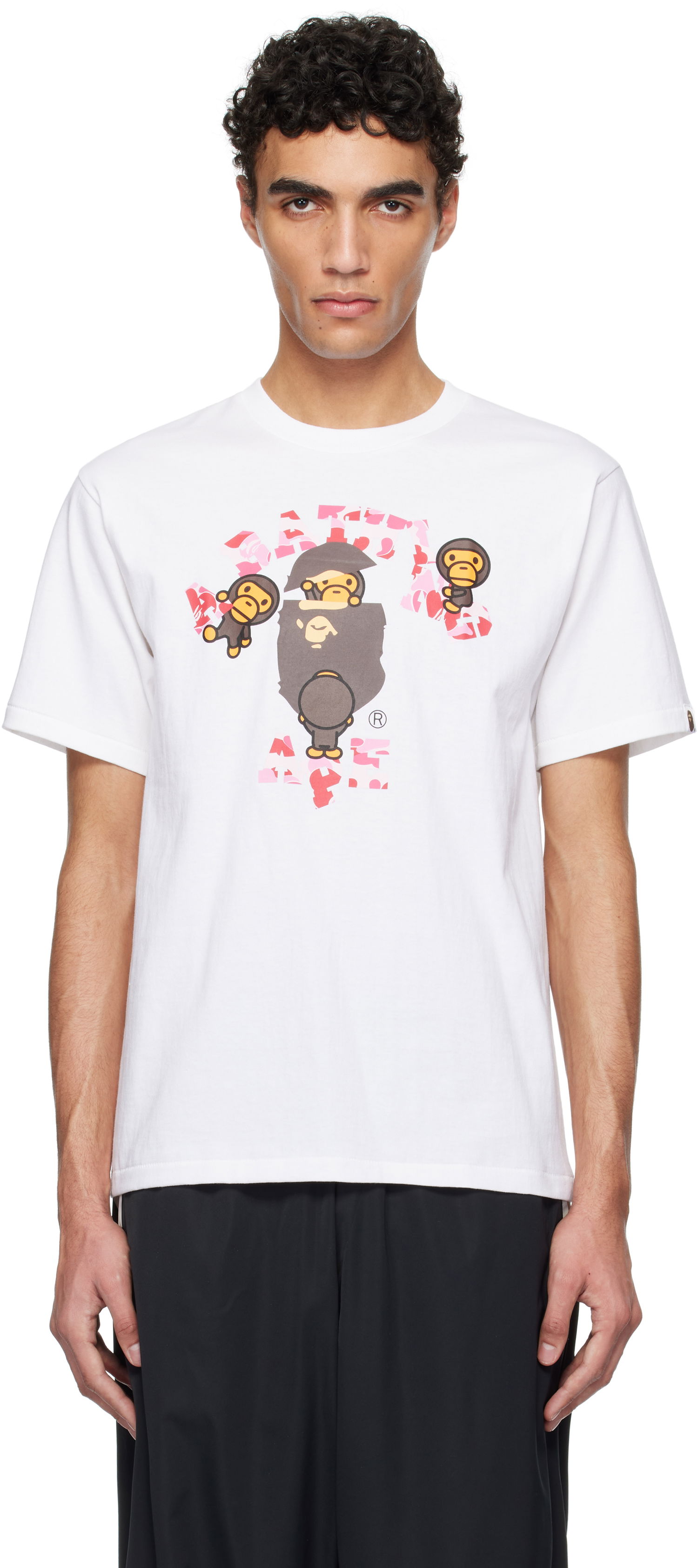 Tričko BAPE A Bathing Ape ABC Camo College Milo T-Shirt Biela | 002TEK801004M, 0