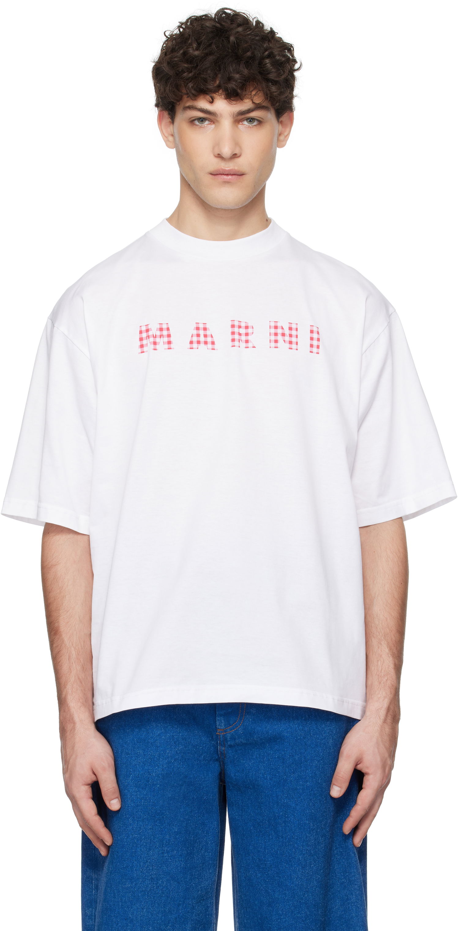 Tričko Marni Marni Checked Logo T-Shirt Biela | HUMU0223GP USCX52, 0