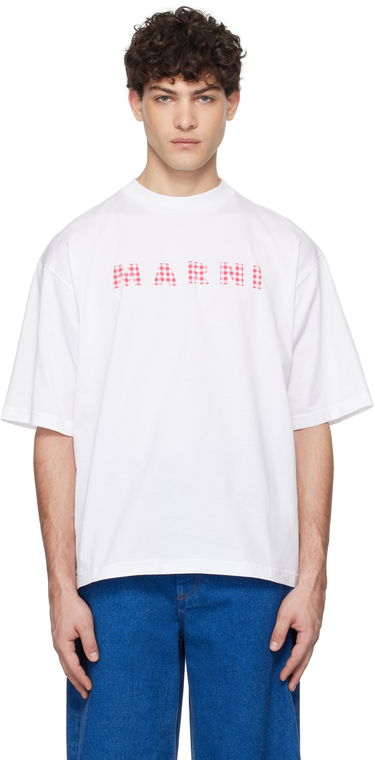 Tričko Marni Marni Checked Logo T-Shirt Biela | HUMU0223GP USCX52, 0