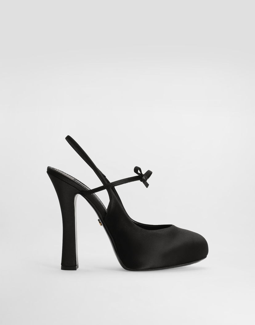 Doplnky Dolce & Gabbana Dolce & Gabbana Satin Slingbacks with Bow Detail Čierna | CG0930AE5478B956