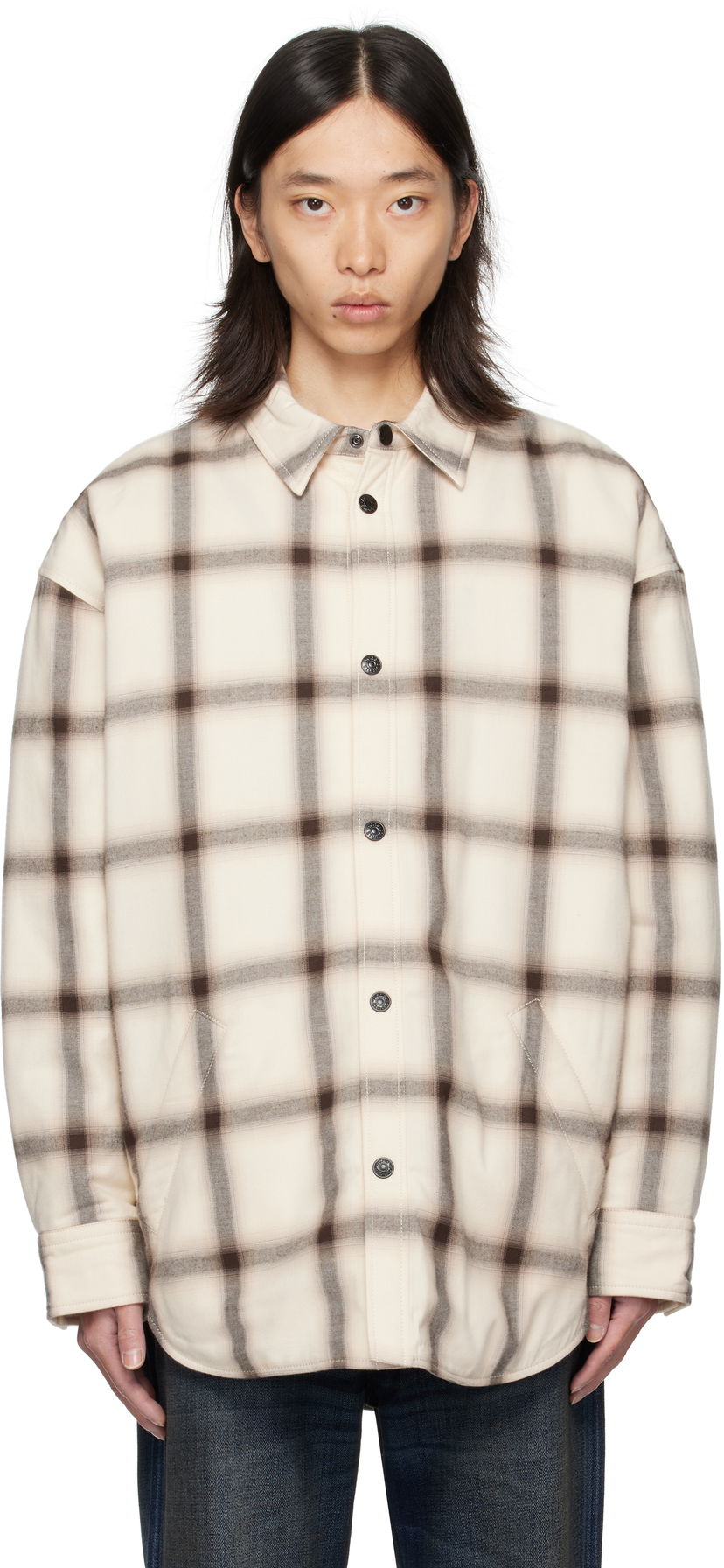 Košeľa Acne Studios Acne Studios Flannel Button-Up Overshirt Béžová | B90845-