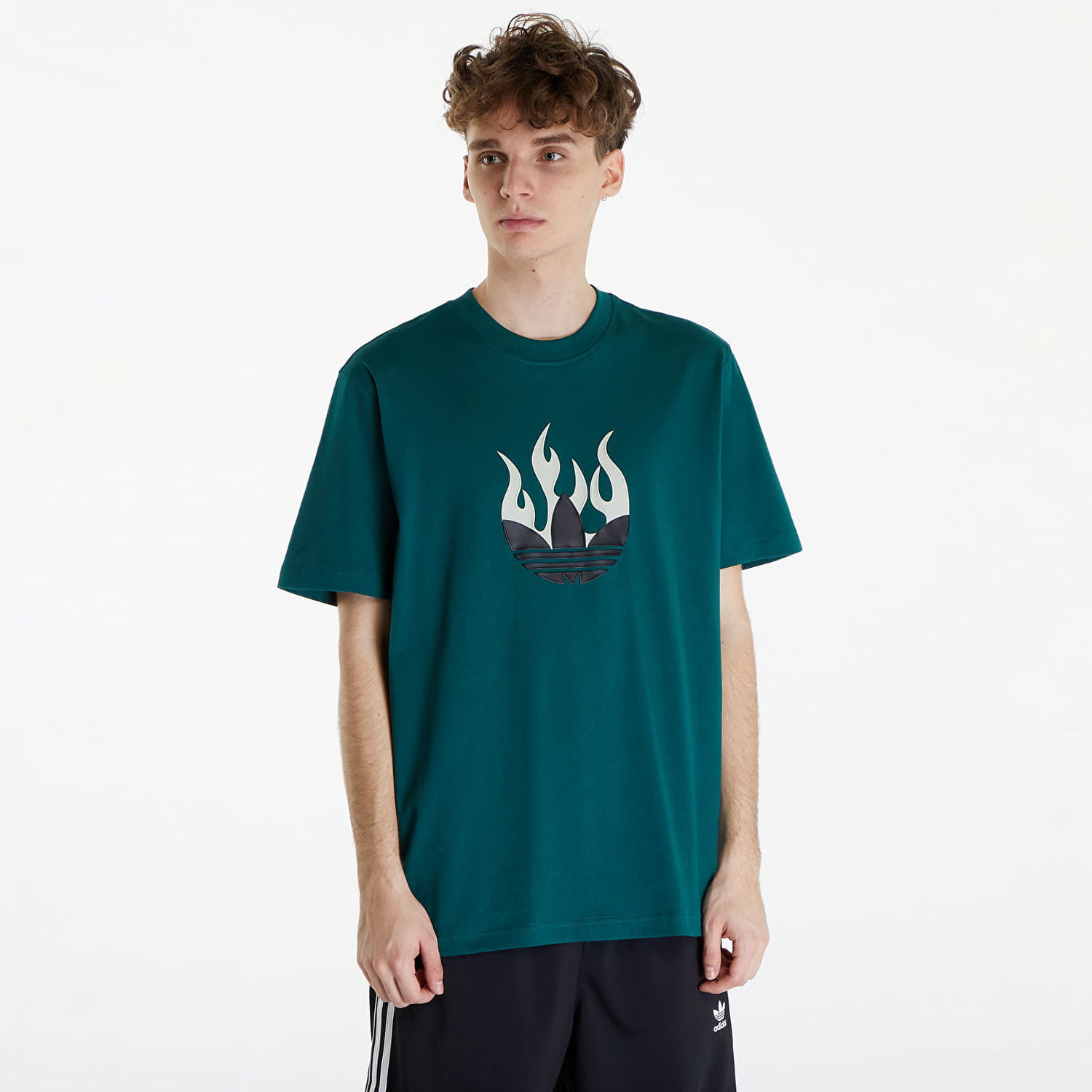 Tričko adidas Originals Flames Logo Tee Collegiate Green Zelené | IS0177, 0