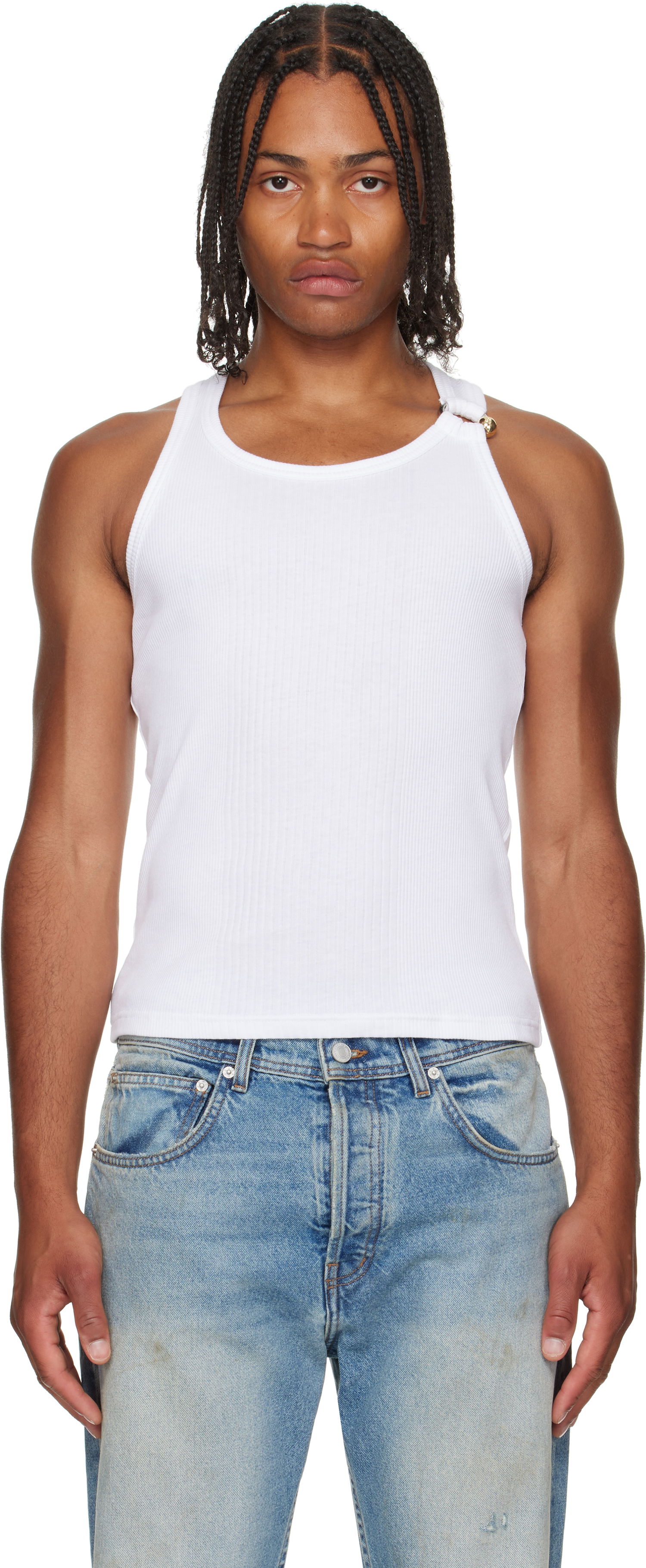 Tielko Jean Paul Gaultier Jean Paul Gaultier 'The Piercing' Tank Top Biela | 25/03-W-TO375-J014-01, 0