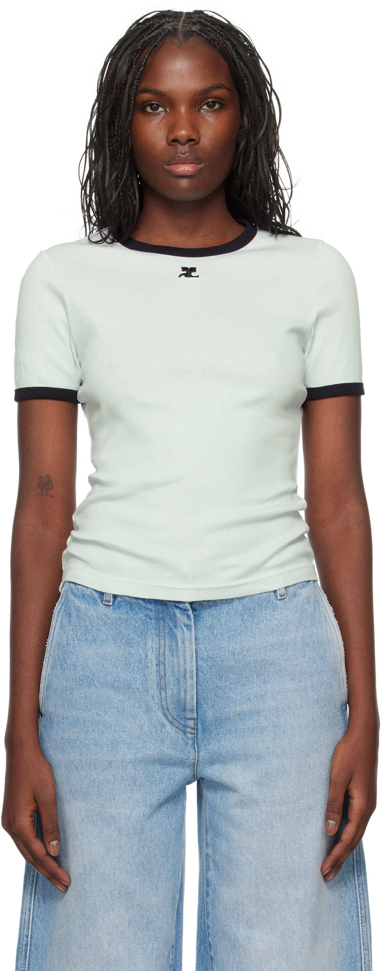 Tričko Courrèges Signature Contrast T-Shirt Zelené | 223JTS017JS0070, 0