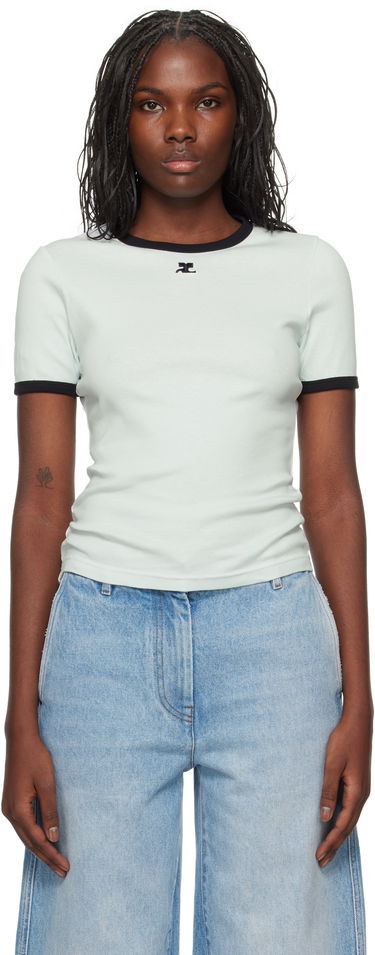 Tričko Courrèges Signature Contrast T-Shirt Zelené | 223JTS017JS0070, 0