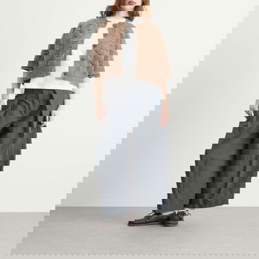 Sveter YMC Kwai Checkered Knit Button-Front Cardigan Béžová | Q8ZME-TPE, 4