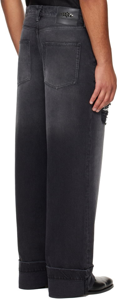 Džínsy Simone Rocha Simone Rocha Embellished Distressed Wide-Leg Cuffed Jeans Čierna | 4161B 1239D, 2
