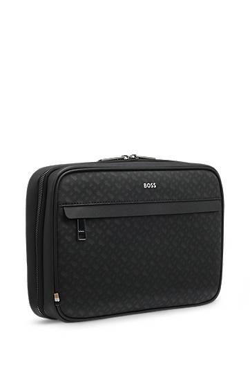 Cestovná taška BOSS Monogram washbag with foil-embossed logo Čierna | 50552626, 1