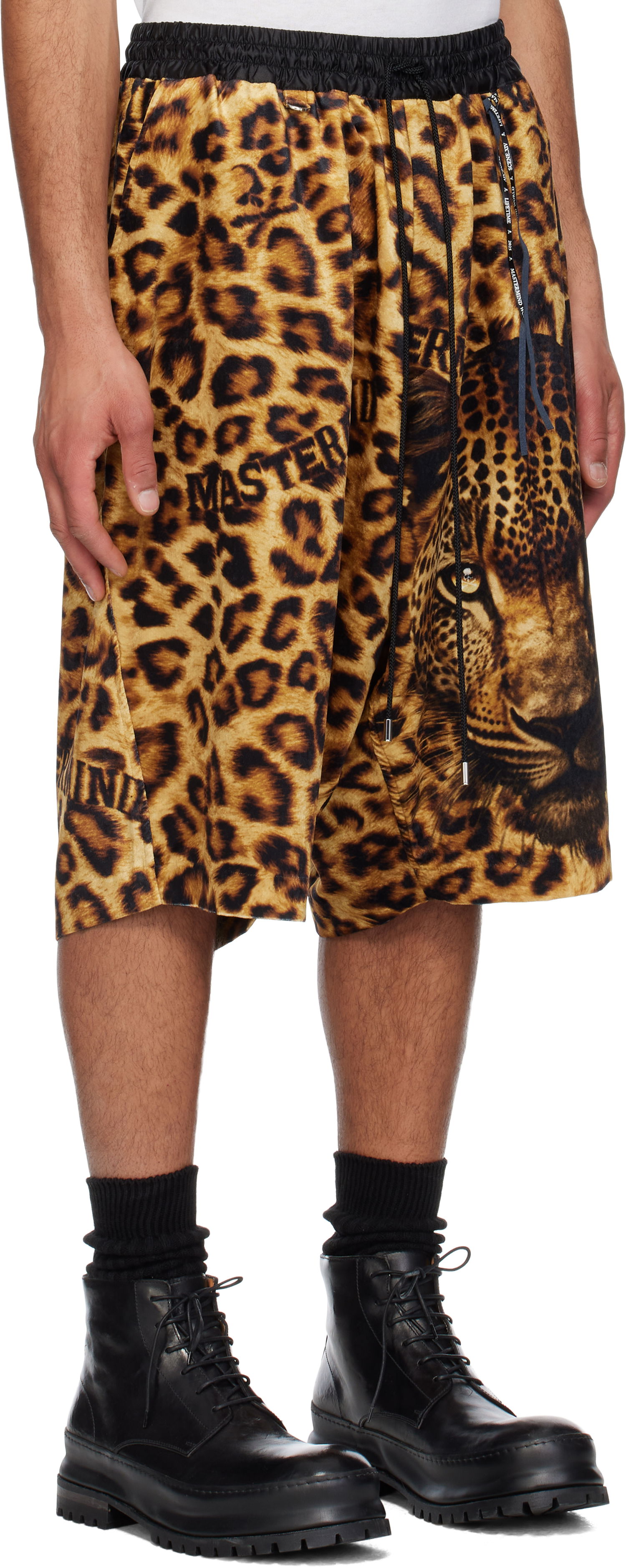Šortky Mastermind WORLD MASTERMIND WORLD Oversized Fit Leopard Shorts Žltá | MW25S14-PA018-600, 1