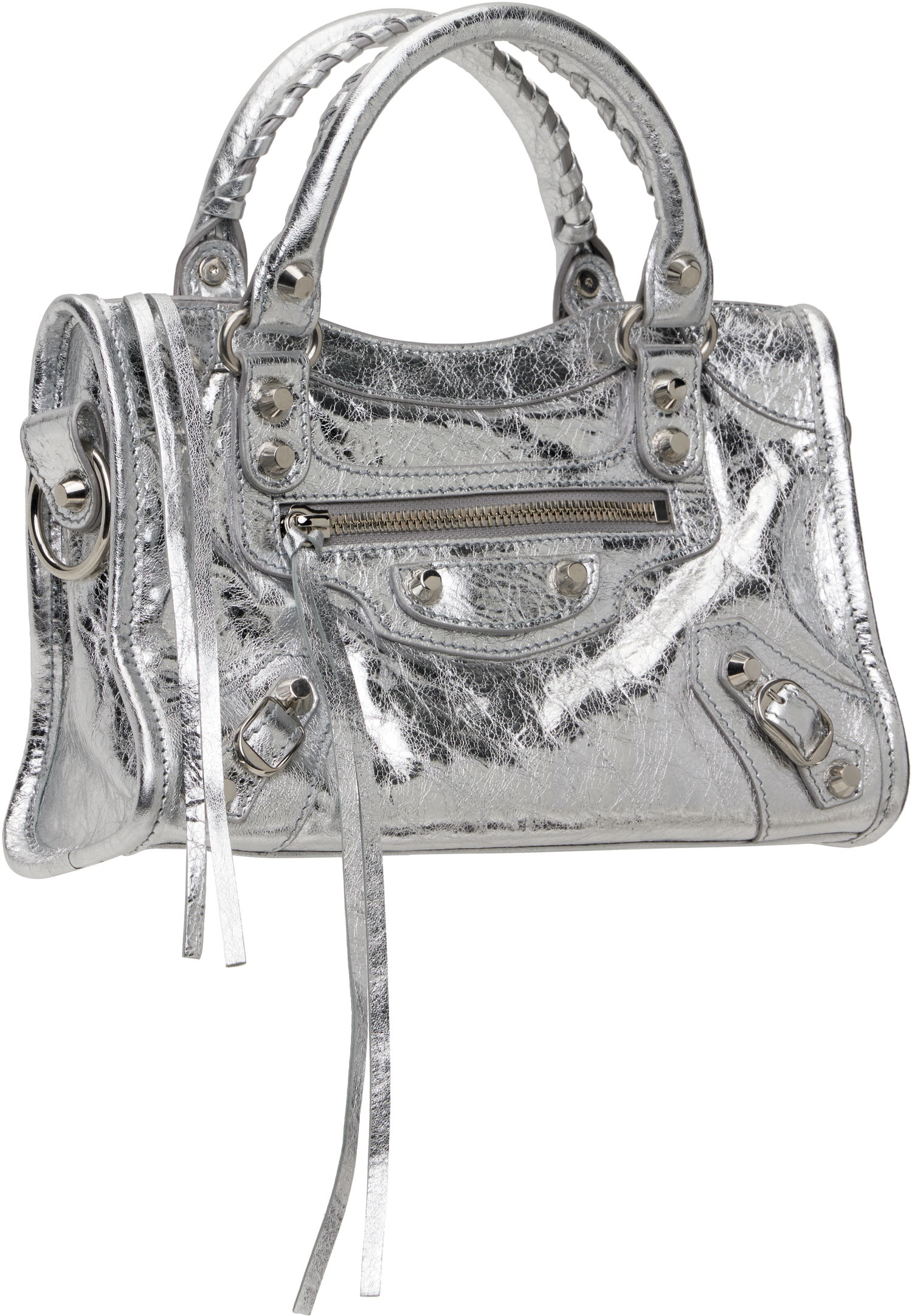Kabelka Balenciaga 'Le City' Silver Mini Leather Bag Metalická | 806395 2AA9R, 1