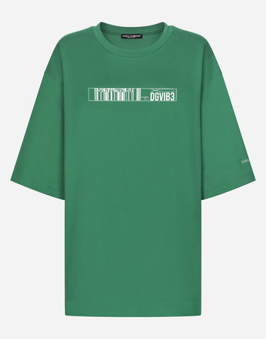 Tričko Dolce & Gabbana Cotton Jersey T-shirt With Dgvib3 Print Zelené | F8U94TG7K3DV0403, 2