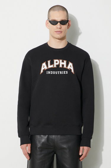 Mikina Alpha Industries Alpha Industries College Print Sweatshirt Čierna | 146301, 0