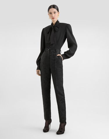 Nohavice Dolce & Gabbana Dolce & Gabbana Peony-Motif Brocade Trousers Čierna | FTAM2THJMQON0000, 1