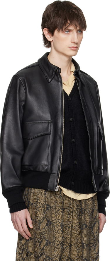 Bomber bunda WACKO MARIA WACKO MARIA A-2 Leather Flight Jacket Čierna | 25SS-WMO-BL04, 1