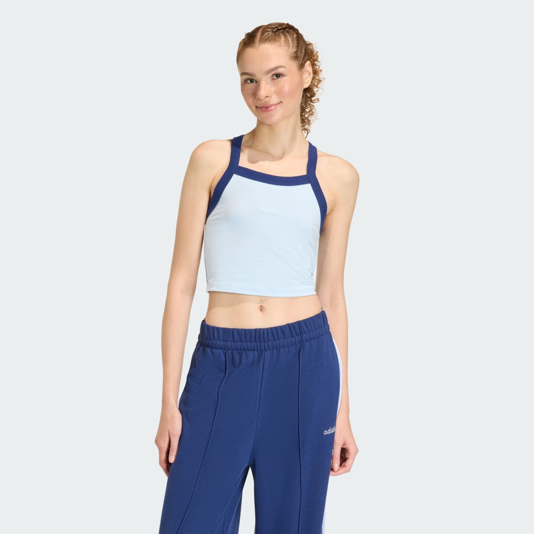 Crop Top adidas Performance Cropped Tank Top Seasonal Essentials Colorpop Embroidered Graphic Modrá | KC3937, 0