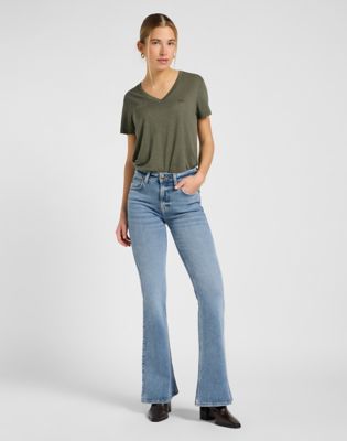 Tričko Lee Lee Regular V-Neck T-Shirt Zelené | 112370954, 1