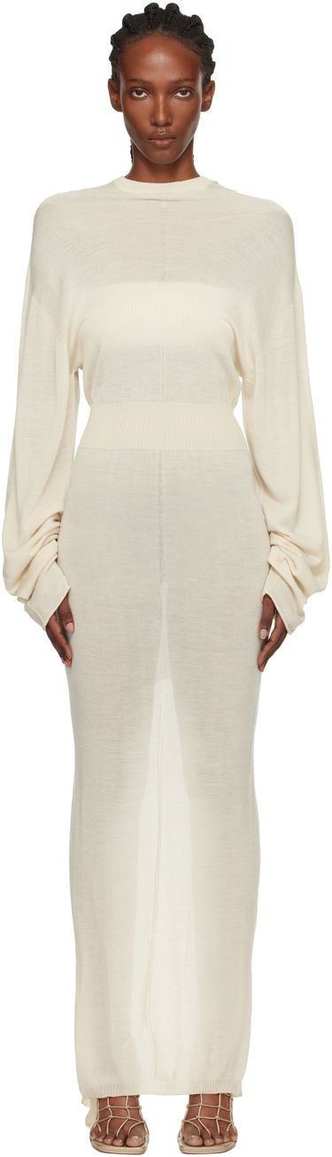 Šaty Rick Owens Concordians Knit Hooded Maxi Dress Béžová | RP02E4649 M, 0