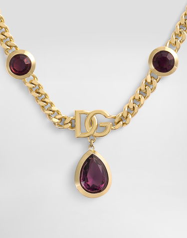 Náhrdelník Dolce & Gabbana Dolce & Gabbana Gold Metal Logo Chain Necklace with Amethyst Crystals Metalická | WNR6M4W1111ZOO00, 2