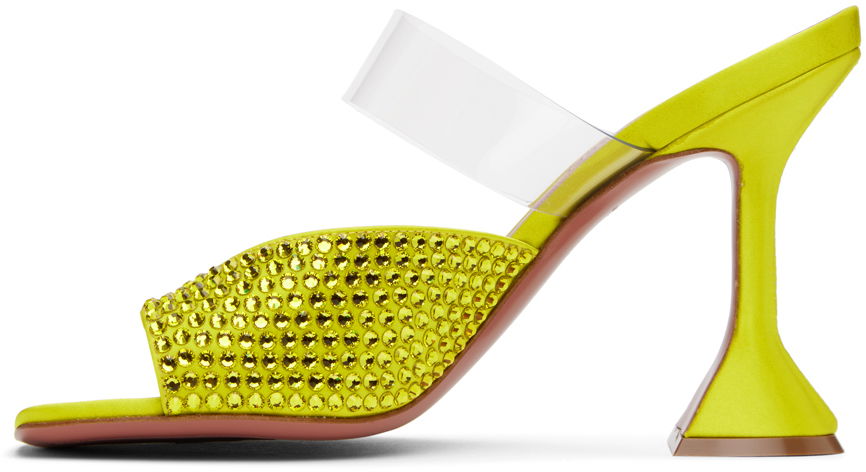 Amina Muaddi Paloma Crystal Slipper Heeled Sandals