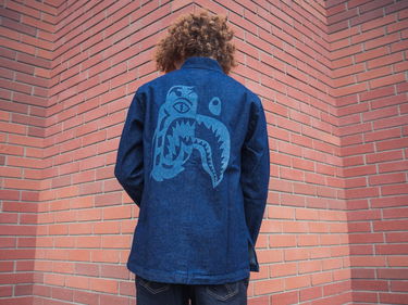 Bunda BAPE Indigo Tiger Shark China Jacket Navy | 001LJG201013X, 4
