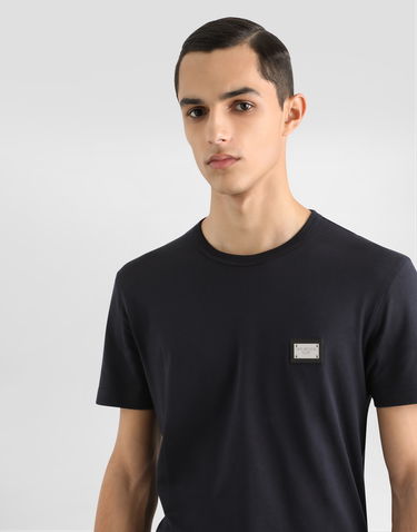 Tričko Dolce & Gabbana Cotton T-shirt With Branded Tag Čierna | G8PT1TG7F2IB0665, 3