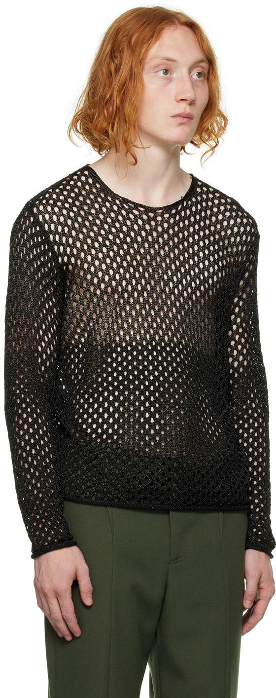 Sveter Dion Lee Metallic Long Sleeve Sweater Čierna | C7107F22, 1