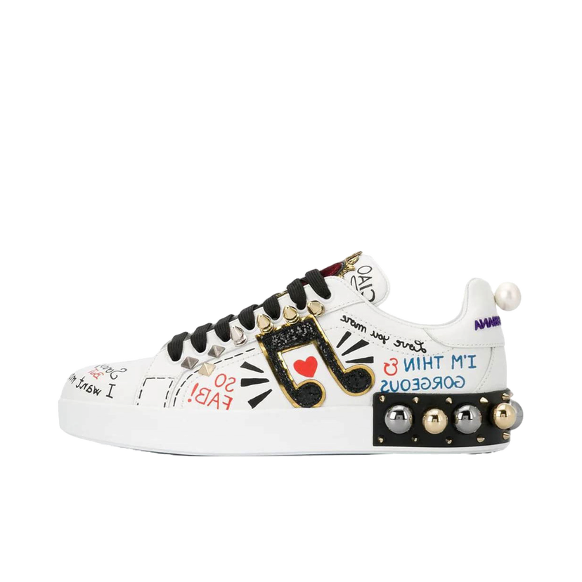 Tenisky a topánky Dolce & Gabbana Portofino Applique White Music Note W Rôznofarebný | CK0151AH0768S534