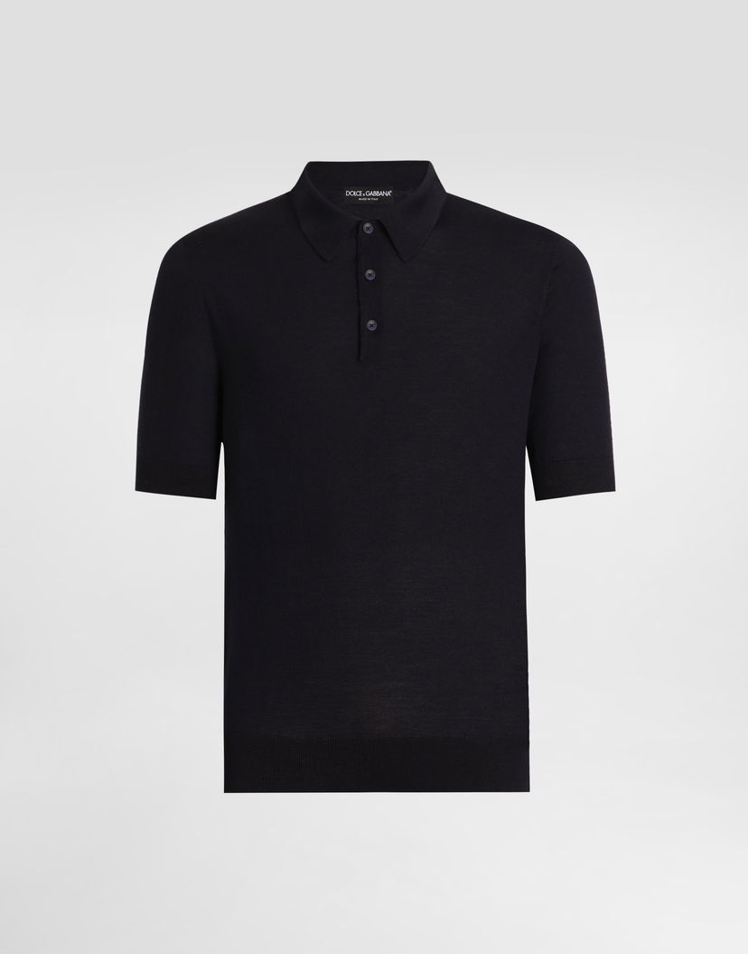 Polo tričko Dolce & Gabbana Dolce & Gabbana Fine-Gauge Wool Polo Shirt Navy | GXZ02TJDVBVB0665