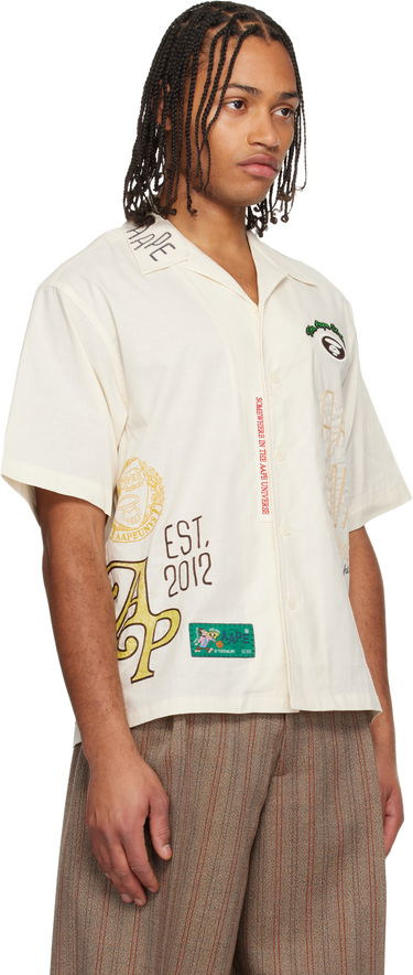 Košeľa AAPE by A Bathing Ape AAPE by A Bathing Ape Multi-Logo Est. 2012 Short-Sleeve Camp Collar Shirt Biela | AAPSRM8525XXNIVN, 1