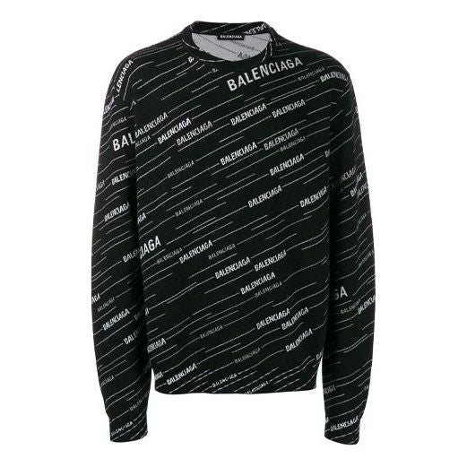 Sveter Balenciaga Jacquard Logo Crewneck Sweater Čierna | 555381T15241070, 0