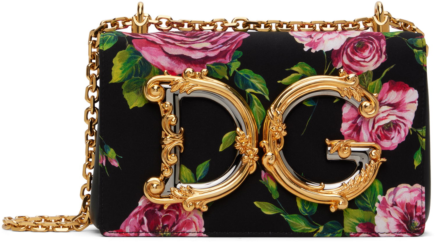Kabelka Dolce & Gabbana Dolce&Gabbana 'DG' Floral Print Shoulder Bag Čierna | BB6498 AS110, 0