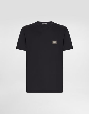 Tričko Dolce & Gabbana Cotton T-shirt With Branded Tag Čierna | G8PT1TG7F2IB0665, 0