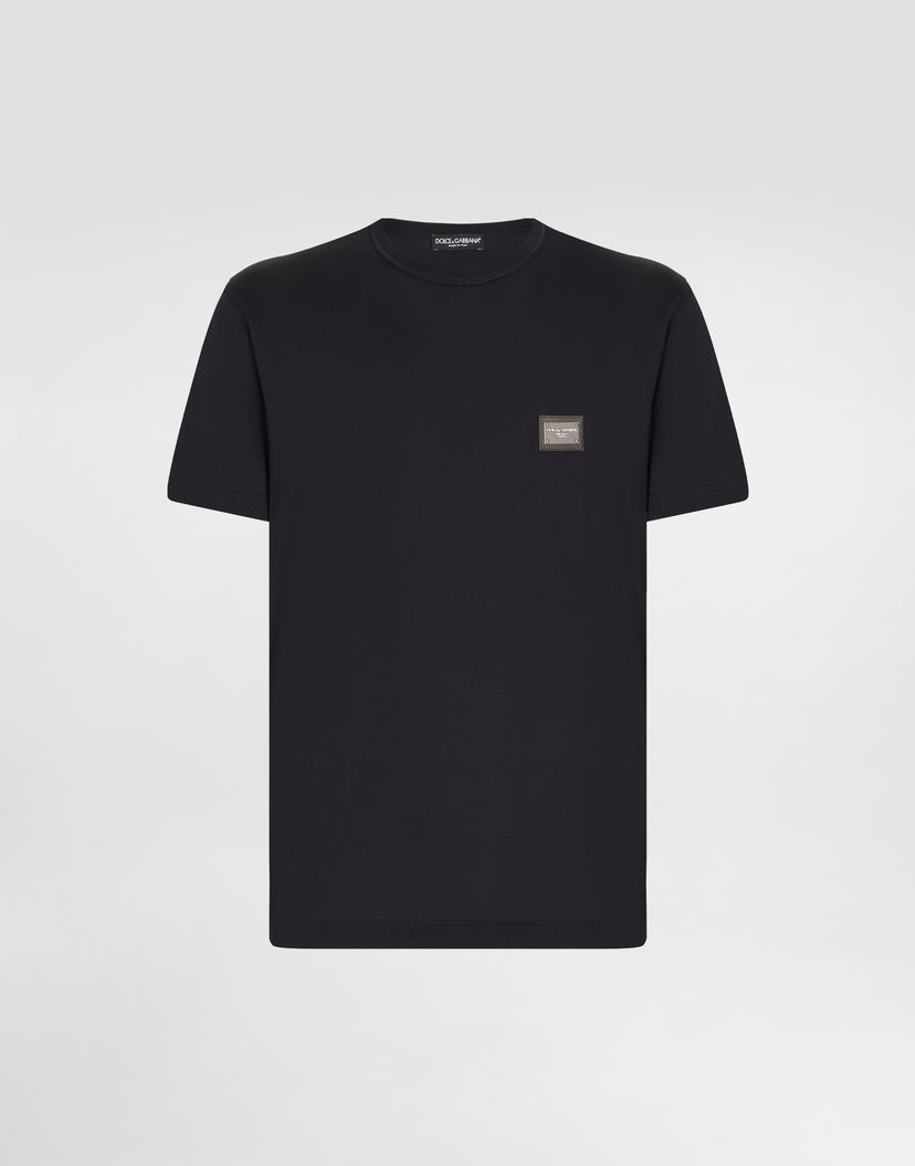 Tričko Dolce & Gabbana Cotton T-shirt With Branded Tag Čierna | G8PT1TG7F2IB0665