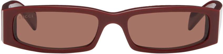 Burgundy Rectangular Frame Sunglasses