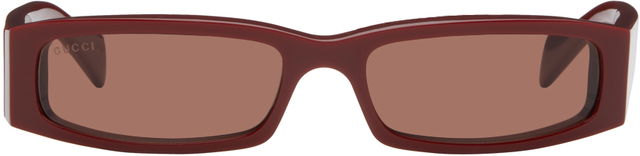 Burgundy Rectangular Frame Sunglasses