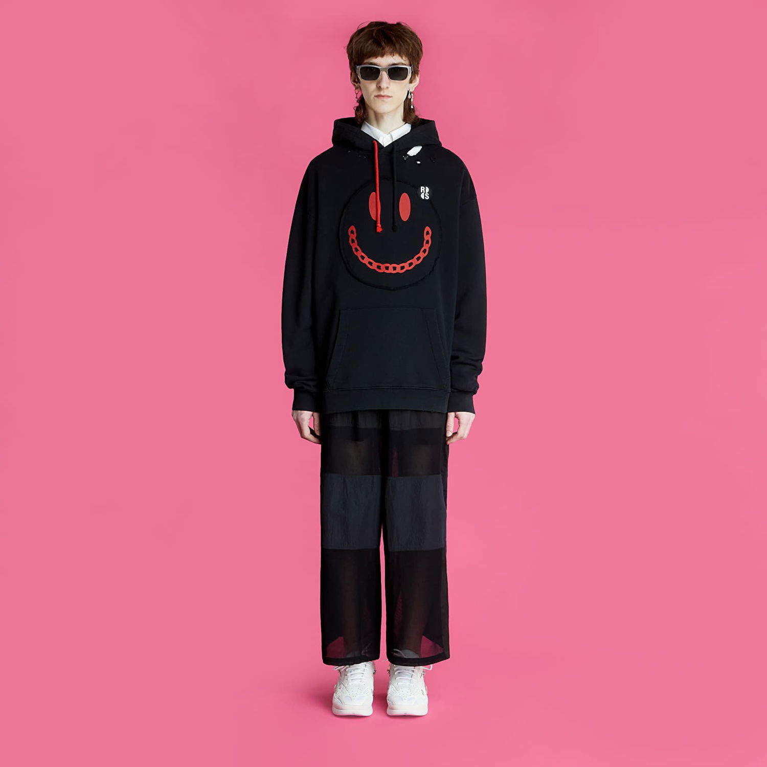 Mikina RAF SIMONS Regular Fit Hoodie With Print Destroy Washed Čierna | 224-164-19003-0099, 1