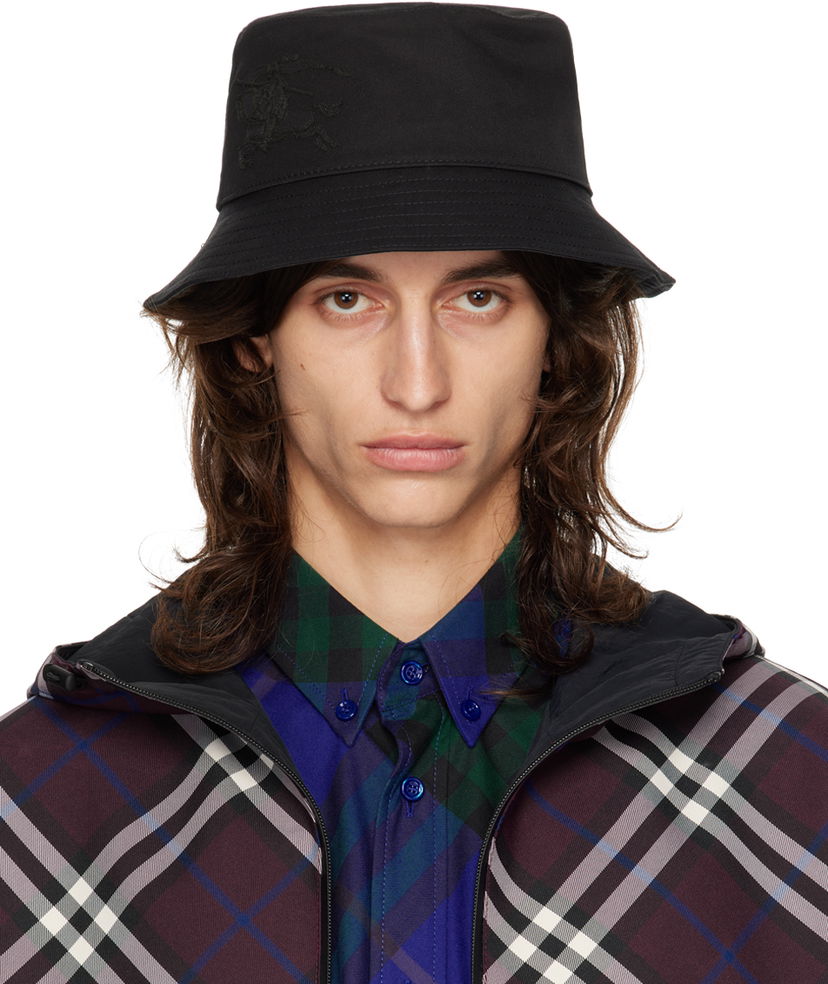 Klobúk Burberry Black Cotton Blend Bucket Hat Čierna | 8085734