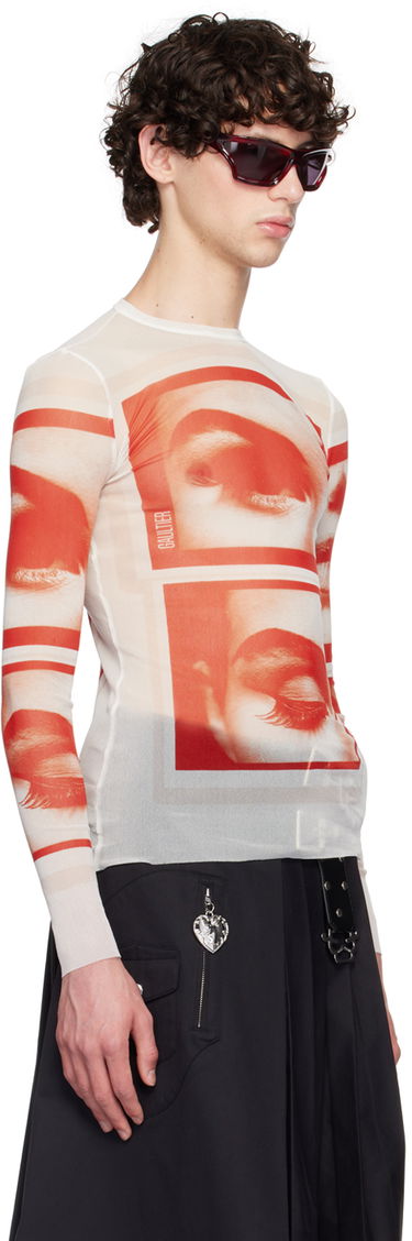 Tričko Jean Paul Gaultier Jean Paul Gaultier 'The Eyes And Lips' Mesh Long Sleeve T-Shirt Biela | 24/30-F-TO209-T553-013014, 3